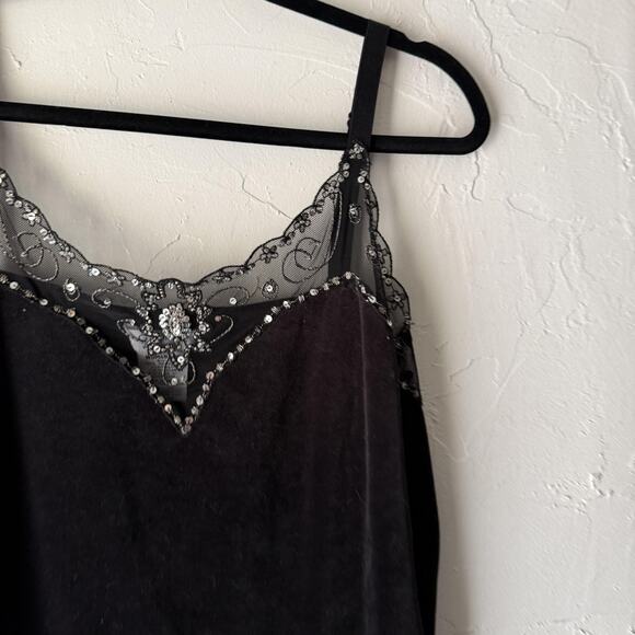 George Tank Top Vintage 90s‎ Set Womens 16W Velvet Mesh Beaded Plus Whimsigoth - Picture 3 of 10